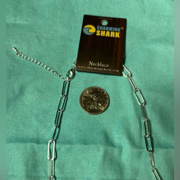 NEW! 16” Silver Paper Clip Necklace with Extension NWT - Picture 2 of 3